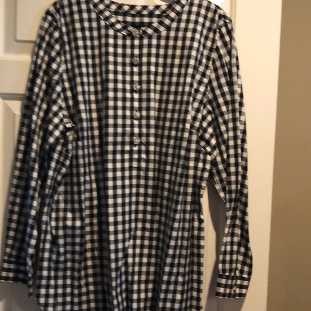 Talbots black/white gingham checked shirt
